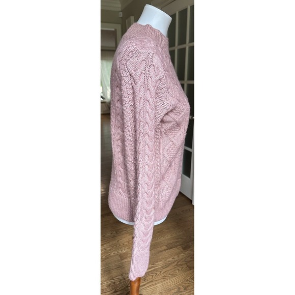Abercrombie & Fitch Pink Cable Knit Sweater Women's Small Cotton Blend Soft - Picture 4 of 8